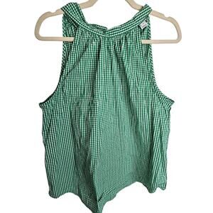 J Crew Tank Top Halter Tank Top High Neck Tank Top Gingham Top 10 Green White
